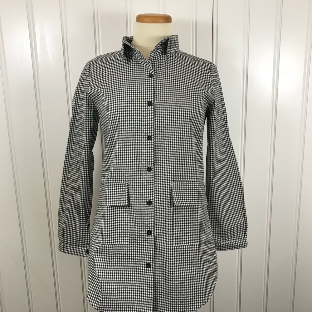 Fox black and white gingham artist shirt NWT large